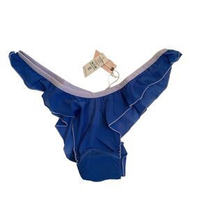 NWT Free People HAH Fly Girl Panty Womens Bronze Mesh Ruffled Thong, Size L